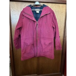 L.L.Bean VTG Woman Red Plaid Parka Coat Winter Jacket XL Wool Jacket‎